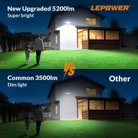 Lepower 48W Led Security Lights, 5200Lm Motion Sensor Flood Lights Outdoor, Motion Detector Flood Light With Adjustable 72Ft &Time Setting, 3 Head Flood Light For Outside Garage, Yard, Porch, Entryway