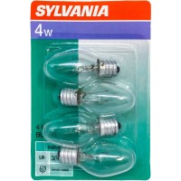 Sylvania Home Lighting Incandescent Small Appliances Bulb, C7-4-Watt, Clear Finish, Candelabra Base (16 Bulbs)