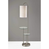 Homeroots Lighting 20 X 13 X 66 Brushed Steel Metalglass Shelf Floor Lamp