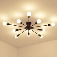 Dellemade Modern Sputnik Chandelier, 10-Light Ceiling Light For Bedroom,Dining Room,Kitchen,Office (Black)