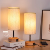 Yarradecor Bedside Lamps With Usb Port Touch Control Table Lamp For Bedroom Wood 3 Way Dimmable Nightstand Lamp Set Of 2 With