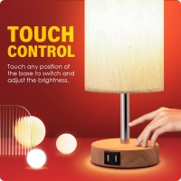 Yarradecor Bedside Lamps With Usb Port Touch Control Table Lamp For Bedroom Wood 3 Way Dimmable Nightstand Lamp Set Of 2 With