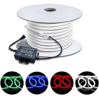 Brillihood 100Ft Outdoor Neon Rope Lights, 120V Led Rgb Neon Strip Light Smd5050 72 Leds/M With Rf Remote Ip67 Waterproof Multicolor Flexible Neon String Lighting For Indoor Patio Garden Buiding Decor