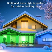 Brillihood 100Ft Outdoor Neon Rope Lights, 120V Led Rgb Neon Strip Light Smd5050 72 Leds/M With Rf Remote Ip67 Waterproof Multicolor Flexible Neon String Lighting For Indoor Patio Garden Buiding Decor