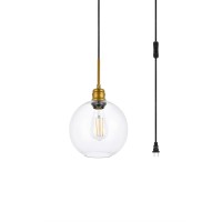 Emett 1 Light Brass And Clear Glass Plug In Pendant