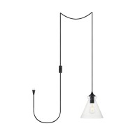 Destry 1 Light Black Plug-In Pendant With Clear Glass