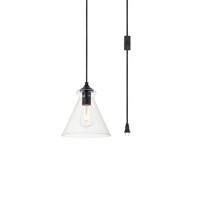 Destry 1 Light Black Plug-In Pendant With Clear Glass