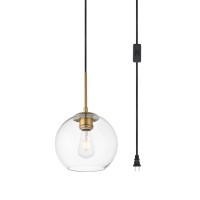 Baxter 1 Light Brass Plug-In Pendant With Clear Glass