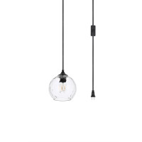 Cashel 1 Light Black And Clear Glass Plug-In Pendant