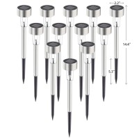 Gigalumi Solar Pathway Lights 12 Pack, Stainless Steel Ip44 Waterproof Auto On/Off Outdoor Led Solar Landscape Lights For Garden, Yard, Patio, Path And Walkway. (Warm White)