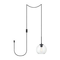 Baxter 1 Light Black Plug-In Pendant With Clear Glass