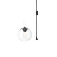 Baxter 1 Light Black Plug-In Pendant With Clear Glass