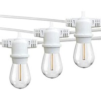 Fmart 25Ft Led Outdoor String Lights, Waterproof 8 E26 Sockets And 9 S14 Edison Vintage Bulbs(1 Spare), Etl Approved, 2700K Warm White Led Light String For Patio Wedding (White)