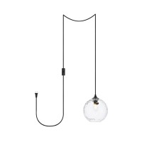 Cashel 1 Light Black And Clear Glass Plug-In Pendant