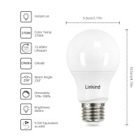 Linkind Dimmable A19 Led Light Bulbs, 60 Watt Equivalent, E26 Base, 2700K Soft White, 9.5W 800 Lumens 120V, Ul Listed Fcc Certified, Pack Of 12