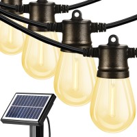 Fmart 24Ft Solar String Lights Led Solar Cafe Patio Lights Porch Market Light Waterproof Shatterproof With Vintage Plastic B