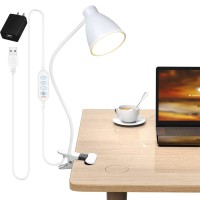 Bohon Clamp Lamp Reading Light 3 Color Modes 10 Brightness Dimmer Bedside Lamp 10W 38 Led Desk Lamp With Auto Off Timer 360A Flexible Gooseneck Clip On Light For Bed, Usb Cord Include, White