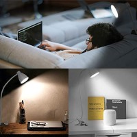 Bohon Clamp Lamp Reading Light 3 Color Modes 10 Brightness Dimmer Bedside Lamp 10W 38 Led Desk Lamp With Auto Off Timer 360A Flexible Gooseneck Clip On Light For Bed, Usb Cord Include, White