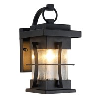 Delicavy Outdoor Wall Lanterns Small Ip65 Waterproof Outdoor Wall Sconce Black Metal With Clear Seeded Glass Exterior Light Fixtures Outside Wall Mount For Garage Driveway Patio Porch Lighting, Black