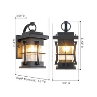 Delicavy Outdoor Wall Lanterns Small Ip65 Waterproof Outdoor Wall Sconce Black Metal With Clear Seeded Glass Exterior Light Fixtures Outside Wall Mount For Garage Driveway Patio Porch Lighting, Black