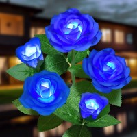 Ywywled Solar Flower Lights Outdoor Upgraded New Material Two Modes Realistic Led Solar Powered Waterproof Lights With 5 Roses