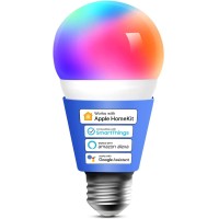 Meross Smart Led Light Bulb, Smart Wifi Led Bulbs Compatible With Apple Homekit, Siri, Alexa,Google Home & Smartthings, Dimmable E26 Multicolor 2700K-6500K Rgbww, 810 Lumens 60W Equivalent, 1 Pack