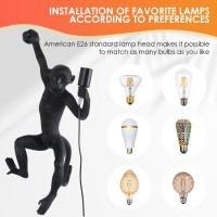 Chabei Modern Resin Wall Monkey Wall Lamp,Wall Sconces,Animal Lamp,Vintage Monkey Light For Home Decor,Living Room, Bedroom, Home Office, Kids Room(Black-Right Hand)