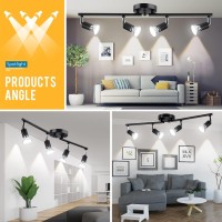 Huryee Track Lighting Kit, 4 Head Foldable Ceiling Spot Light With Gu10 Socket For Kitchen Hallyway Bedroom Fixture Directional Accent Lamp