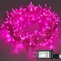 Illuminew 300 Led Pink Outdoor String Lights Waterproof Christmas Decorations, 108 Ft Pink Led String Lights For Bedroom, 8 Modes Plug In Pink Fairy String Lights For Outside, Pink Room Decor