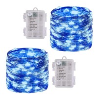 2 Pack Christmas Outdoor String Lights,8 Modes Twinkle 33Ft 100 Led Waterproof Fairy Lights Battery Operated, For Garden, Patio, Bedroom, Party,Xmas Decoration(Blue)