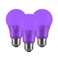 Sunlite 41527 Led A19 Colored Light Bulb, 3 Watts (25W Equivalent), E26 Medium Base, Non-Dimmable, Ul Listed, Party Decoration, Holiday Lighting, 3 Count, Purple