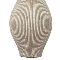 Benjara Drum Shade Table Lamp With Paper Composite Base, Beige