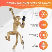 Chabei Industrial Wall Lighting Fixture Vintage Resin Monkey Light Wall Lamp For Living Room Children'S Kid'S Bedroom Club Decoration (Gold-Right Hand)