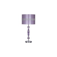 Benjara Acrylic And Metal Base Table Lamp With Fabric Shade, Purple