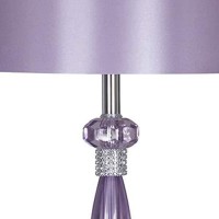 Benjara Acrylic And Metal Base Table Lamp With Fabric Shade, Purple