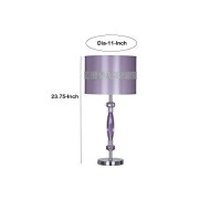 Benjara Acrylic And Metal Base Table Lamp With Fabric Shade, Purple