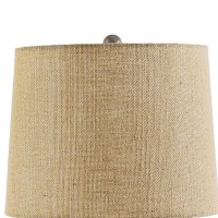 Brighten up your decor setting with the addition of this transitional style inspired Table Lamp which comes with a round drum shade Supported on bellied ceramic frame with pedestal base the gray accented base with beige color wrapped fabric add a distingu