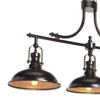 Benjara Bm230931 3 Light Fixture Pendant Light With Barn Shade, Bronze - Metal