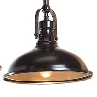 Benjara Bm230931 3 Light Fixture Pendant Light With Barn Shade, Bronze - Metal