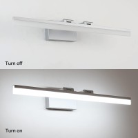 Solfart 31.5 Inch Dimmable Modern Led Vanity Light Silver Aluminum Frosted Acrylic For Bathroom Wall Light Fixtures White Light