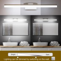 Solfart 31.5 Inch Dimmable Modern Led Vanity Light Silver Aluminum Frosted Acrylic For Bathroom Wall Light Fixtures White Light