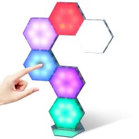 Uooea Hexagon Splicing Wall Light, Smart Wall-Mounted Led Light,Panels Touch-Sensitive Diy Night Light,Modular Rgb Led Colorful Lamp With Usb-Power For Decoration, Bedroom, Living Room(6 Pack)