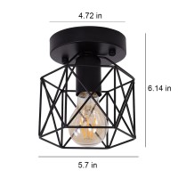 Ymlii Semi Flush Mount Ceiling Lighting, Retro Black Industrial Ceiling Light For Hallway Farmhouse Kitchen Stairway Garage Porch, 2 Pack, E26