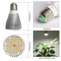 Milyn 2 Pack 30W Led Grow Light Bulb White Full Spectrum Grow Lights For Indoor Plants E26 Plant Light Bulb For Diy Indoor Plan