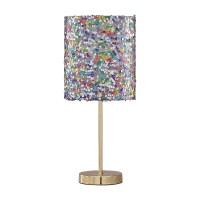 Benjara Metal Table Lamp With Sequined Shade, Multicolor