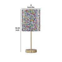 Benjara Metal Table Lamp With Sequined Shade, Multicolor