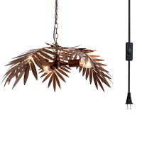 Newrays Vintage Tropical Coconut Leaves Ceiling Lighting Rustic Tree Lights Living Room Dining Room Bedroom Chandelier Fixtures