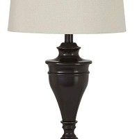 Benjara Metal Table Lamp With Turned Pedestal Base, Set Of 2, Bronze