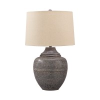 Benjara Metal Table Lamp With Urn Shape Base, Brown