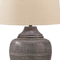 Benjara Metal Table Lamp With Urn Shape Base, Brown